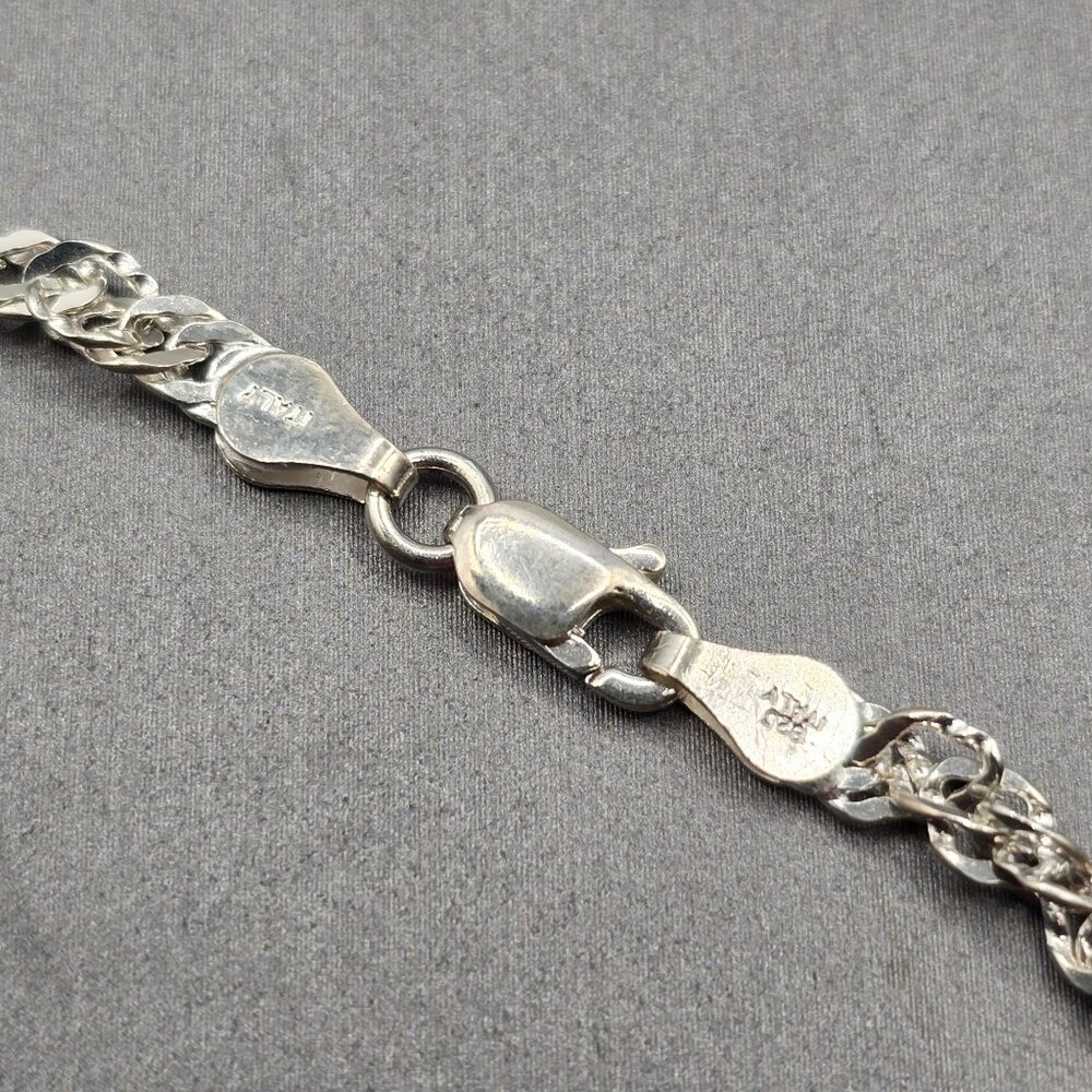 VTG Sterling Silver Twisted Link Chain Necklace 24" Diamond Cut Signed BB Italy - Picture 4 of 9